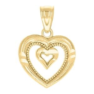 10kt 10k Yellow Gold Womens 2 Double Two Heart Charm Pendant